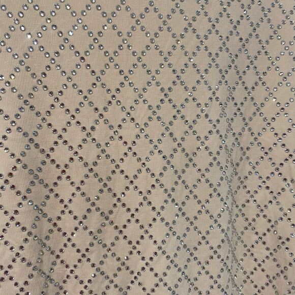 Lizette Collection Beige Rhinestone Sweater | Size L Lightweight Bling Top - Picture 5 of 5